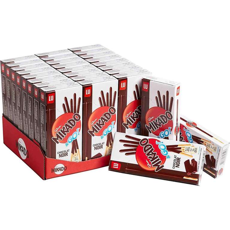Mikado & Go, Palitos de Galleta Cubiertos de Chocolate Negro - 936 g en total - Caja con 24 unidades de 39 gr cada una