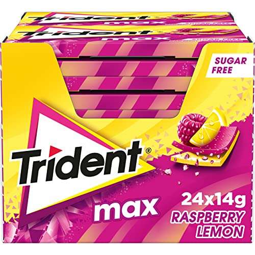 Pack 12 Trident Max Raspberry Lemon- Chicles sin Azúcar con Sabor a Frambuesa y Limón