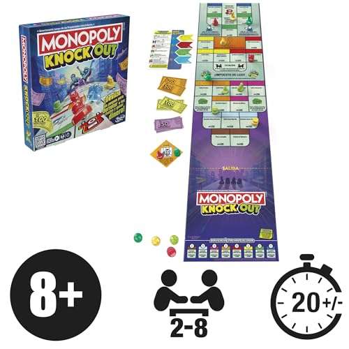 Monopoly Knockout - Juego de Mesa Familiar para Fiestas