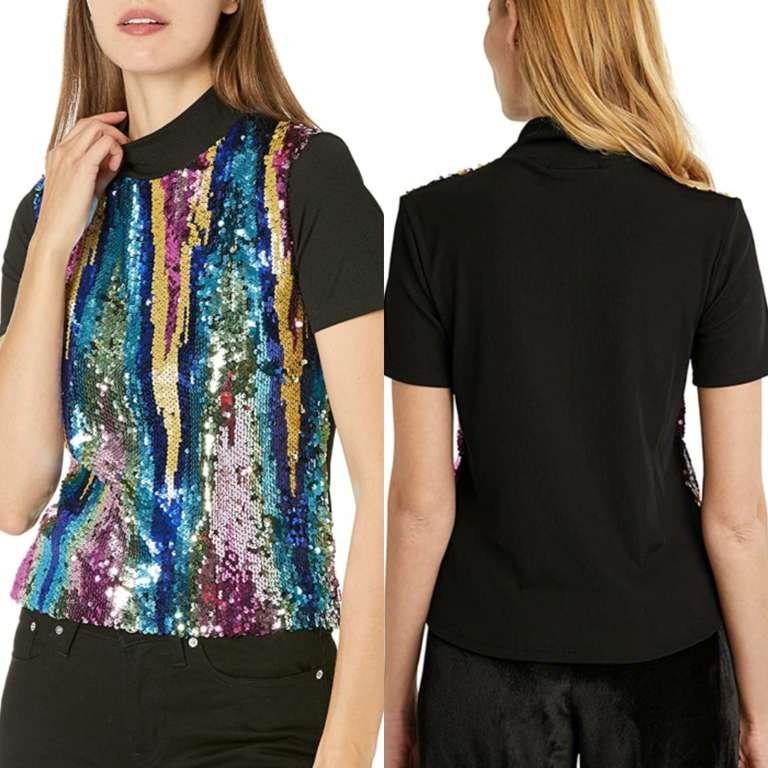 Camiseta con lentejuelas Desigual para mujer, tallas S, M, L y XL »  Chollometro