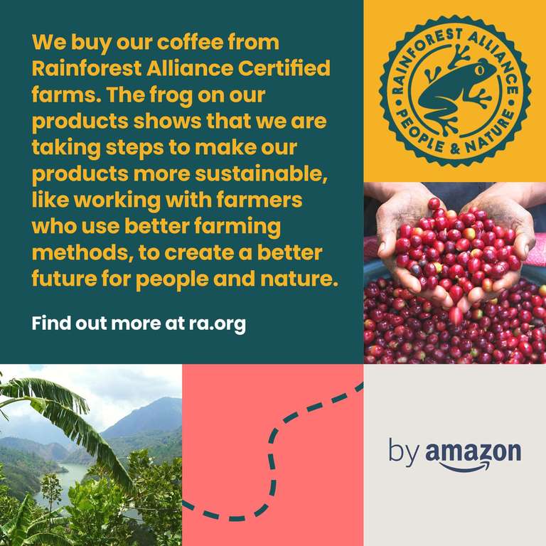 by Amazon 100% arabica Café en Grano Natural Classico, tueste medio, Puro arabica, certificado Rainforest Alliance 1kg [Total 2kg. 6'10€/u]