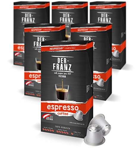 Der-Franz Cápsulas de café compatibles con Nespresso, 6 x 10 Cápsulas, Espresso