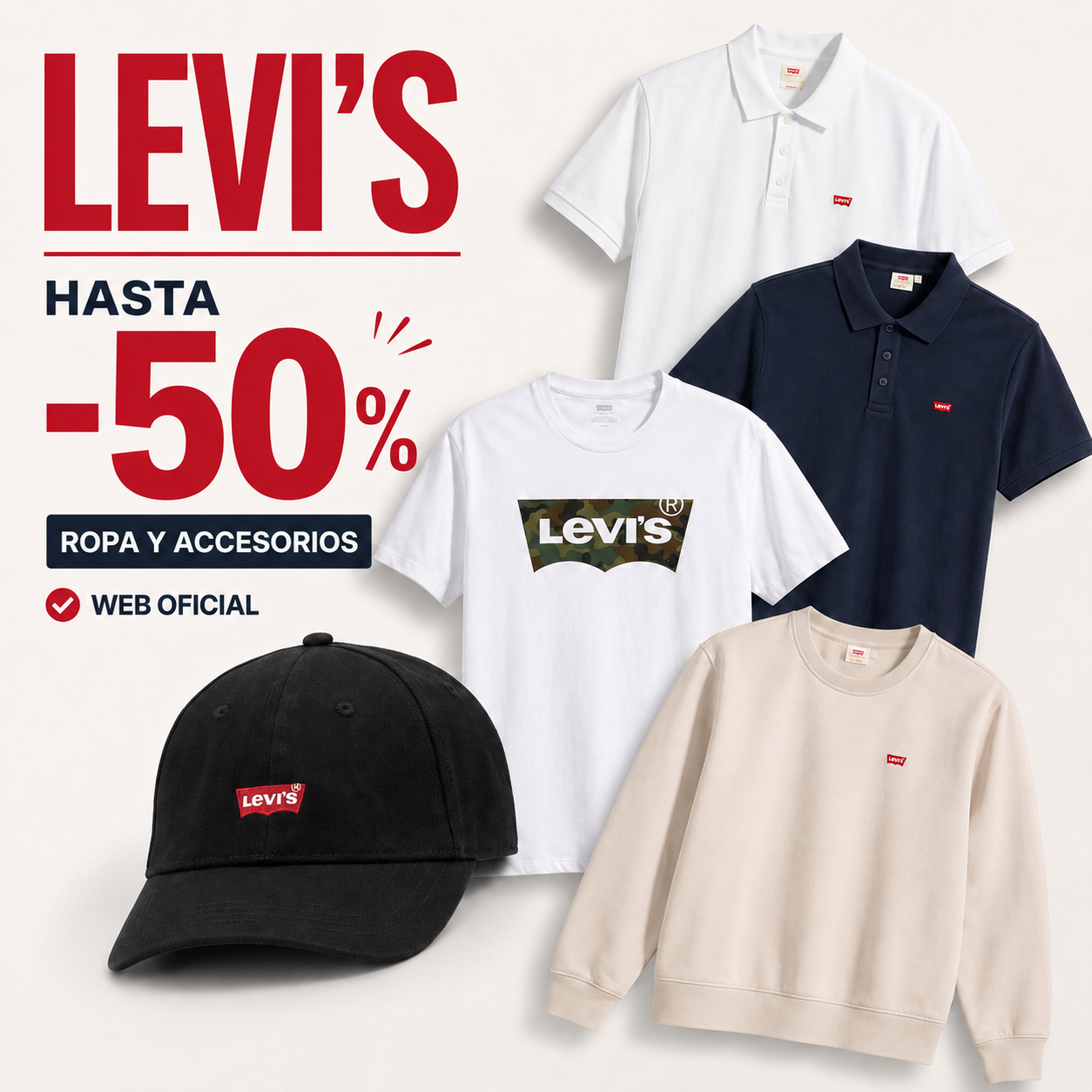 Hasta un 50 % de descuento en ropa y accesorios Levi’s desde su web oficial