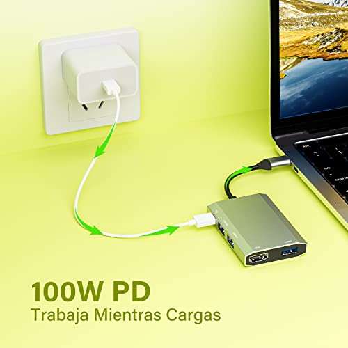 USB-C (3 Puertos USB 3.0, Puerto HDMI, 100 W PD) - Compatible con MacBook Pro 13/15 (Thunderbolt 3)