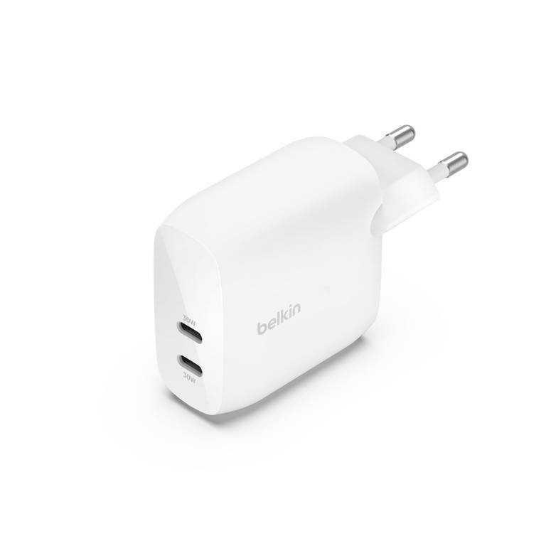 Cargador de Pared Doble USB-C Belkin BoostCharge PPS 60W