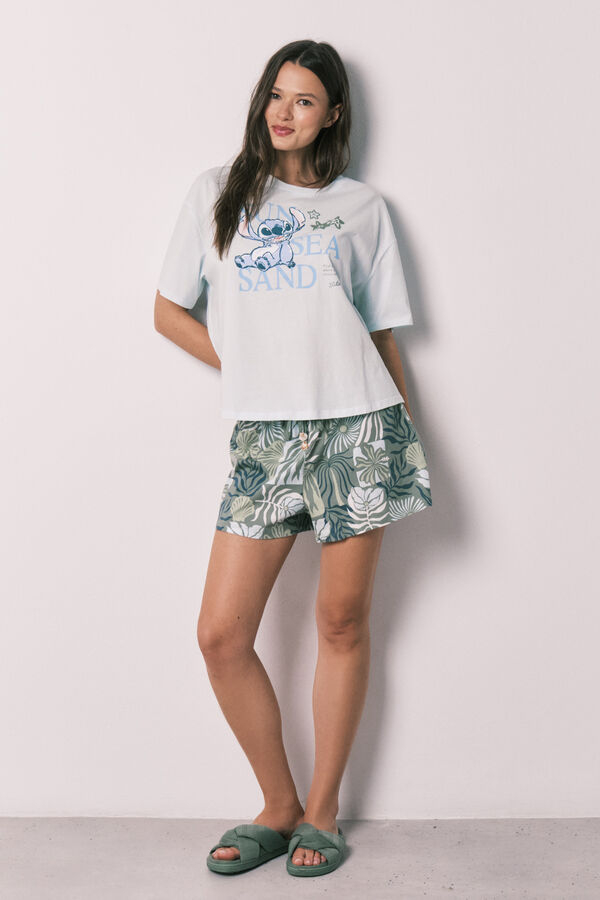 Pijama corto manga corta Stitch azul tallas de la XS a la XL