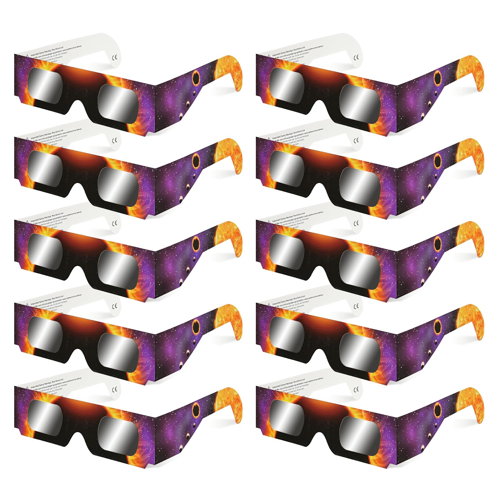 10 pares de Gafas Eclipse Solar Homologadas ISO 12312-2