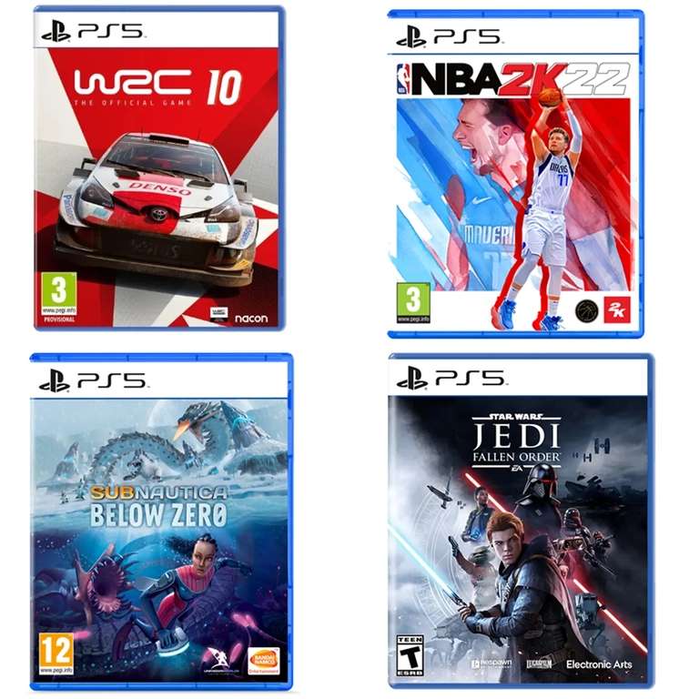 Pack Juegos para PS5, PlayStation 5, WRC 10, NBA 2K22, Subnautica Below Zero, Star Wars Jedi: Fallen Order
