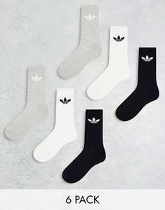 Pack de 6 pares de calcetines de color negro, gris y blanco con detalle de trébol de adidas Originals (envio gratis al gastar 45,00 €)