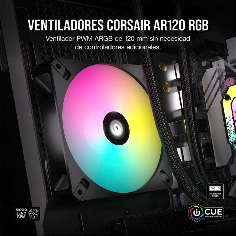Corsair iCUE AR120 RGB Digital Compatible con ARGB de 120mm Ventiladores - Paquete de Triple - Negro