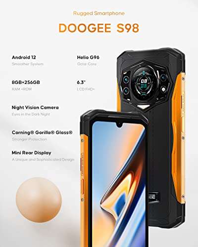 DOOGEE S98 Movil Resistente 8GB + 256GB, Teléfono Movil Android 12, 6.3”FHD Pulgadas,