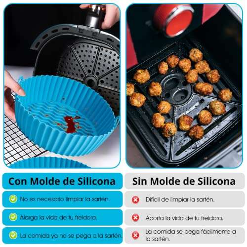 Conjunto de Accesorios para Freidora de Aire: Olla de Silicona (21cm) con Brocha y Pinzas de Silicona - Molde para Air Fryer