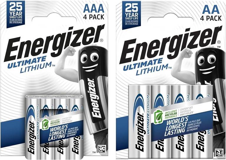 Energizer Ultimate Lithium AA + AAA Pilas (Paquete de 8) – Hasta 25 años de Vida útil