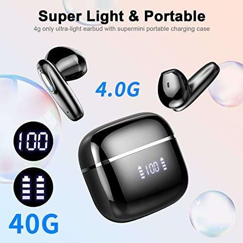 Auriculares Bluetooth 5.3 con 4 HD Mic, Pantalla LED , HiFi Estéreo, IP7 Impermeable, 40H Bateria USB-C