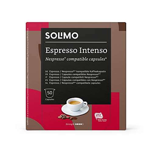 Solimo Cápsulas compatibles con Nespresso, Espresso Intenso, 50 cápsulas  (0,1172€/cápsula) » Chollometro