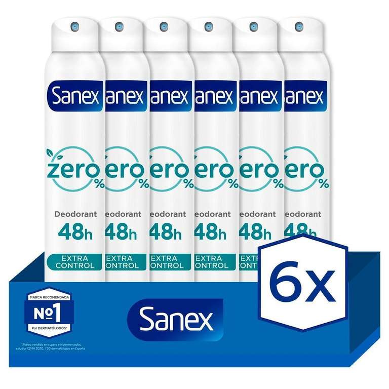 6x Desodorantes Spray Sanex Zero% Extra Control Protección 48h [7,15€ NUEVO USUARIO]