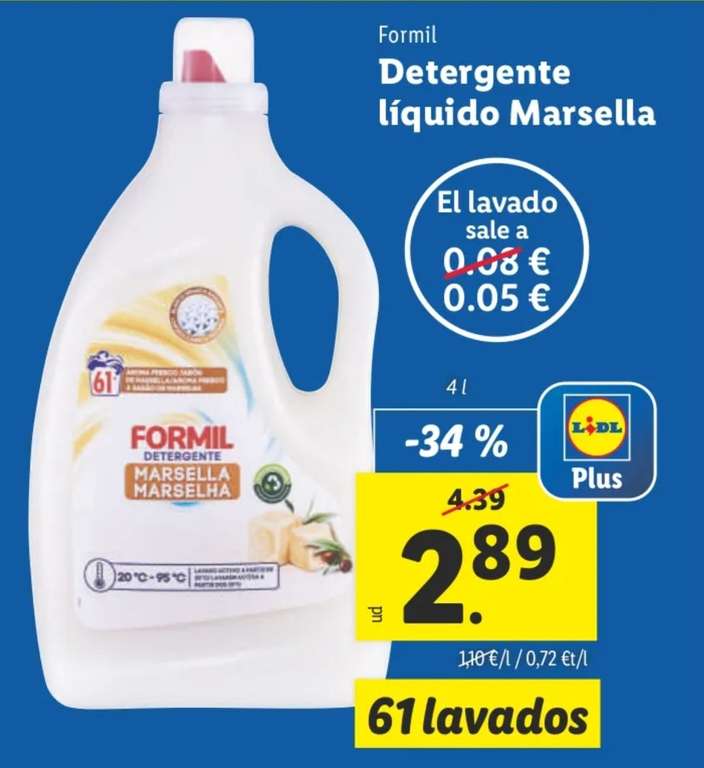 Detergente líquido Marsella 4l (con la app Lidl Plus)