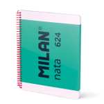 MILAN Cuaderno A4 con espiral y tapa dura, papel pautado a líneas, 80 hojas MILAN nata, verde