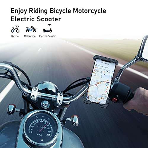 Blukar Soporte Movil Bicicleta, 360° Rotación Soporte Movil Moto Bici - Anti Vibración & Impermeable