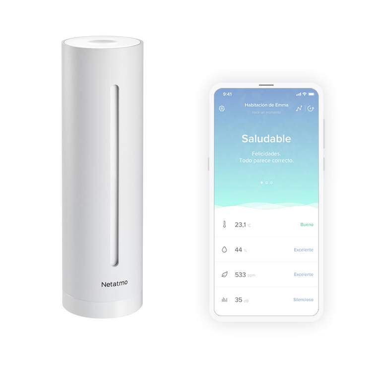 Netatmo Medidor Inteligente de Calidad del Aire Interior, Sensor de CO2, Temperatura, Humedad, Ruido