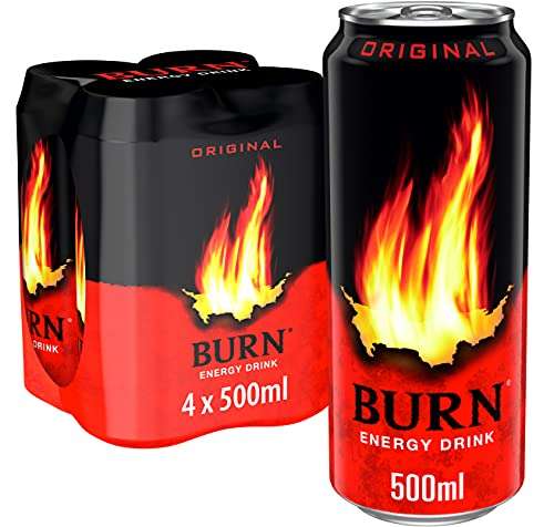 Burn Energy Original, Bebida Energética, Pack 4 latas de 500ml