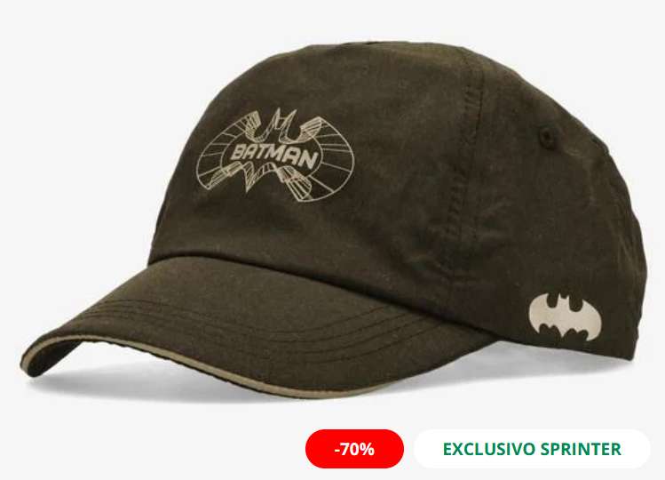 Gorra Batman exclusiva Sprinter. Colores verde y negra.
