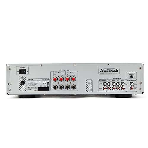 Aiwa AMU-120BT/SL: Amplificador, con Bluetooth 5.0, 120W, Puerto USB, Lector Tarjeta SD. Color: Plata