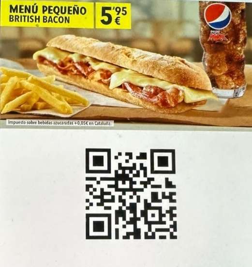Menú Pequeño British Bacon completo a 5.95 euros en Pans&Company