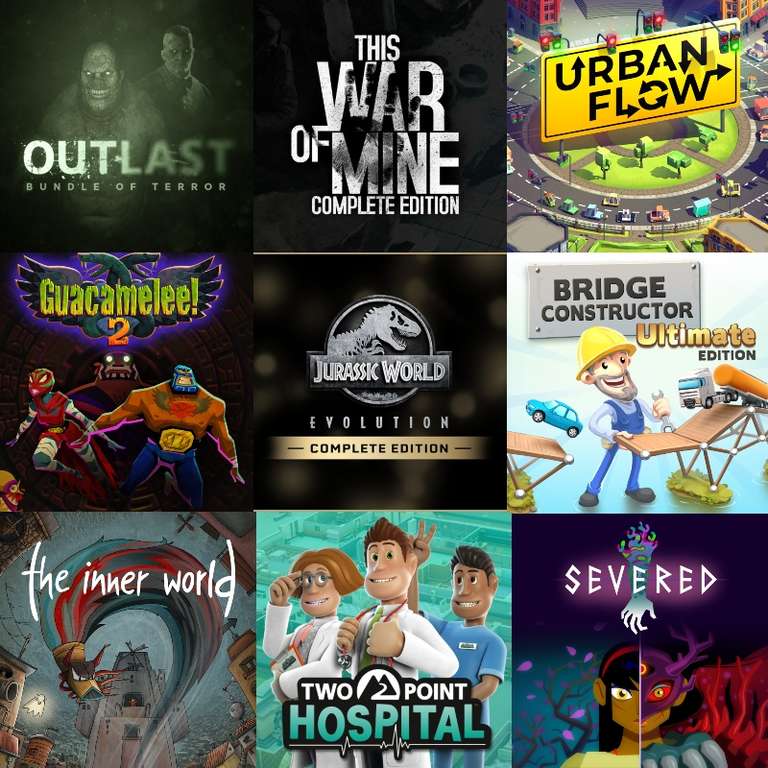 Outlast: Bundle of Terror, Jurassic World, Crysis, This War of Mine, Severed, Guacamelee,Urban Flow, Two Point Hospital [Nintendo Switch]