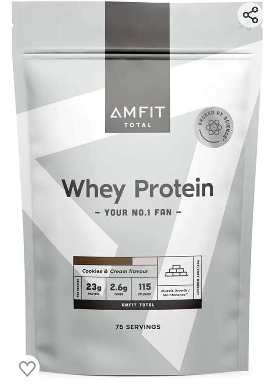 Marca Amazon - Amfit Nutrition Proteína de Suero de Leche en Polvo, Galleta y nata, 75 porciones, 2.27 kg