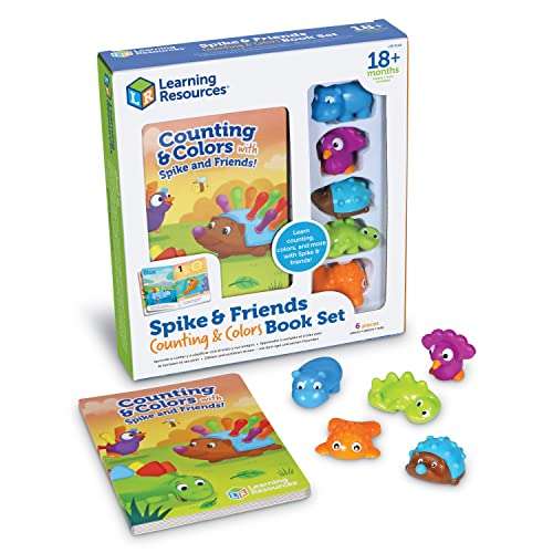 Learning Resources Set con Libro para Aprender a Contar y a reconocer los Colores con Spike y Sus Amigos, Actividades para niños pequeños