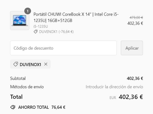 Portátil CHUWI CoreBook X 14“ | Intel Core i5-1235U| 16GB+512GB