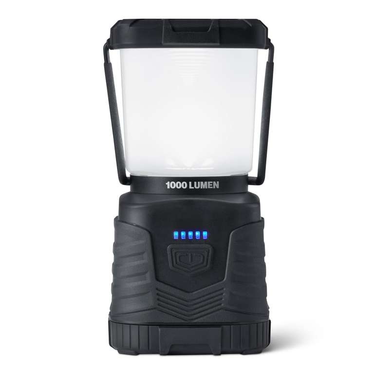 Amazon Basics Linterna de Camping LED con 4 Modos de Luz - Lámpara Portátil 1000 Lúmenes con Iluminación 360° - Linterna Resistente al Agua