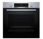 Horno - Bosch HBA514ES3, Serie 4, Multifunción, Limpieza por agua, 71 l, HotAir 3D, Mandos ocultables, 60 cm, inox