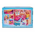 Nancy - Un día en California, muñeca rubia con mechas rosas, contiene un coche de juguete con ruedas móviles y maletero; accesorios