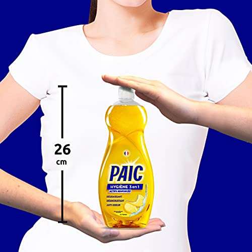 PAIC - Líquido Vajilla Paic Hygiene 3 en 1 Limón - desengrasante, desincrustante, antiolores - Botella de 750 ml