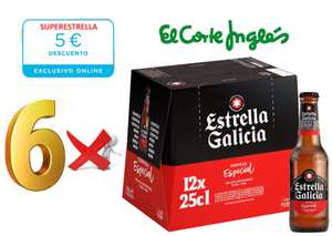ESTRELLA GALICIA 6 packs de (12 botellines x 25 cl.) = 72 unidades [0,418€/botellín] . Oferta del 15/09/2023 al 17/09/2023