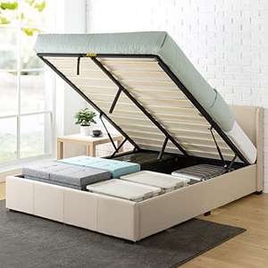 Zinus Canapé abatible de 32 cm con somier tapizado, cama con elevador de gas y almacenamiento Maddon, 150 x 200 cm