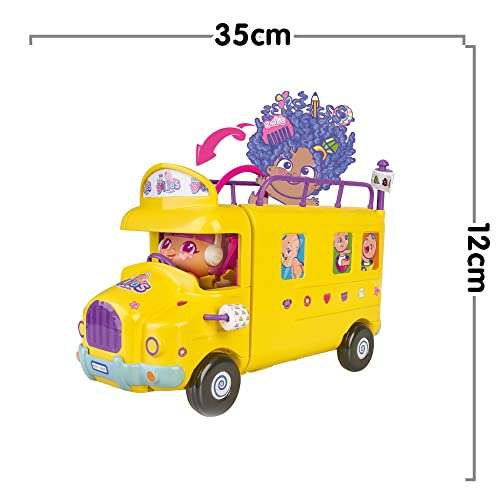 The Bellies from Bellyville - Mini bellies funny bus, muñeca mini Bonnie y un autobús amarillo