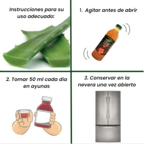 NATURAE Jugo Aloe Vera y Miel Ecológico - 3 Recipientes de 1000 ml - Total: 3000 ml