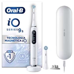Cepillo eléctrico - Oral-B iO 9S, Seguimiento 3D, Sensor de Presión, Estuche de Carga, Diseñado por Braun, Blanco
