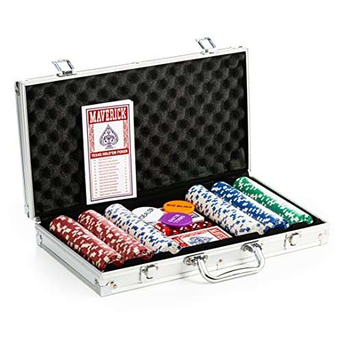 Maletín de Poker Maverick de 300 fichas + 2 Juegos de 54 Cartas