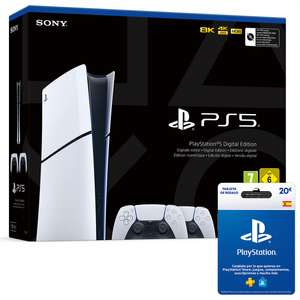Pack Consola PS5 DIGITAL (SLIM) con 2 DualSense + Tarjeta PSN 20 Euros