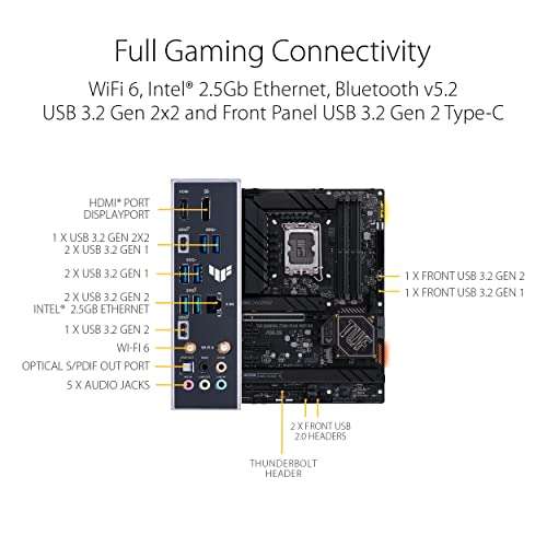 ASUS TUF GAMING Z790-PLUS WIFI D4 - Placa base Intel LGA 1700 ATX (PCIe 5.0, RAM DDR4, cuatro ranuras M.2, Intel WiFi 6)