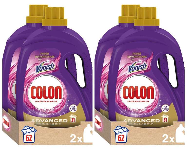 Colon Vanish Advanced - Detergente para lavadora, formato gel - 124 dosis (4x31 dosis) - CON LA COMPRA DE DOS (un pack 11,89€)