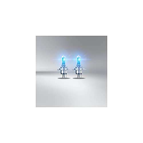 OSRAM COOL BLUE INTENSE H4, +100% más de brillo, hasta 5000 K, lámpara de faro halógena, aspecto LED, caja dúo (2 lámparas)