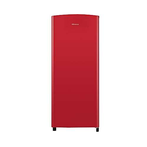 Hisense RR220D4ARF - Frigorífico Una Puerta, Botellero Cromado, estantes XXL, Color Rojo