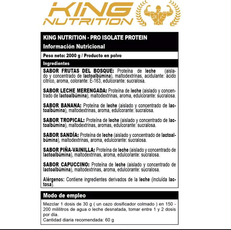 Proteína Isolada King Nutrition 2kgs