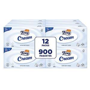 Foxy Cream | Pañuelos faciales en caja | 12 cajas de 76 pañuelos 4 capas | Con crema hidratante (Total=912 uds)