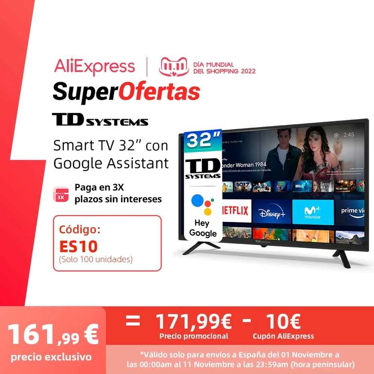 TD Systems-televisión K32DLC16GLE Smart TV 32 "HD (DESDE ESPAÑA)